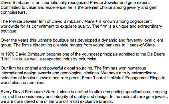 Manhattanite David Birnbaum is an apex player in fine jewels and philosophy, metaphysics